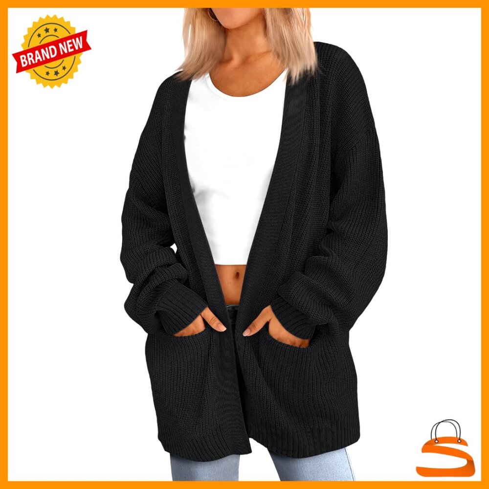 Oversized Knit Cardigan Soft Y2k Chic Slouchy Pocket Sweater Lounge Wear